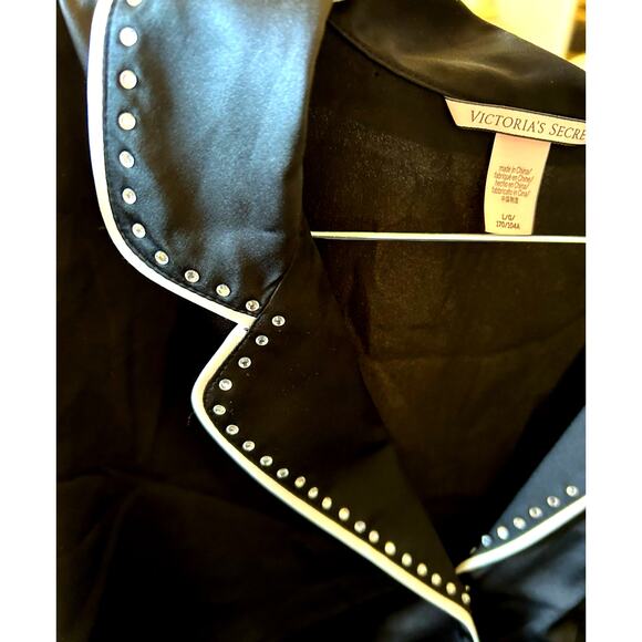 Victorias Secret PJs Romper Bling Lingerie Black L One piece sexy nightie Y2K - Picture 2 of 9